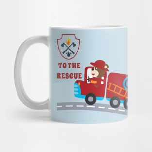 Fire rescue car with funny firefighter Mug